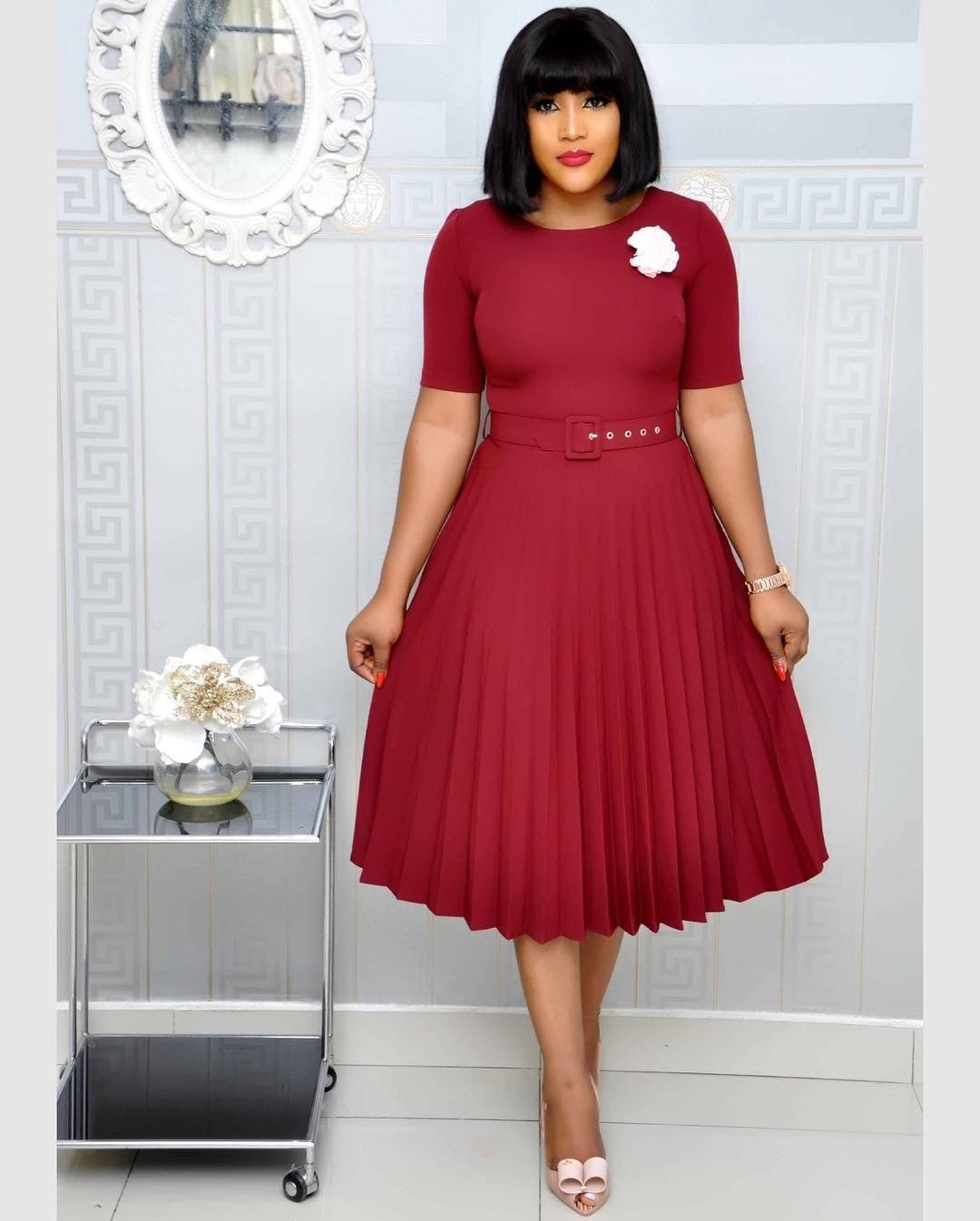 Calista Pleated Midi Dress