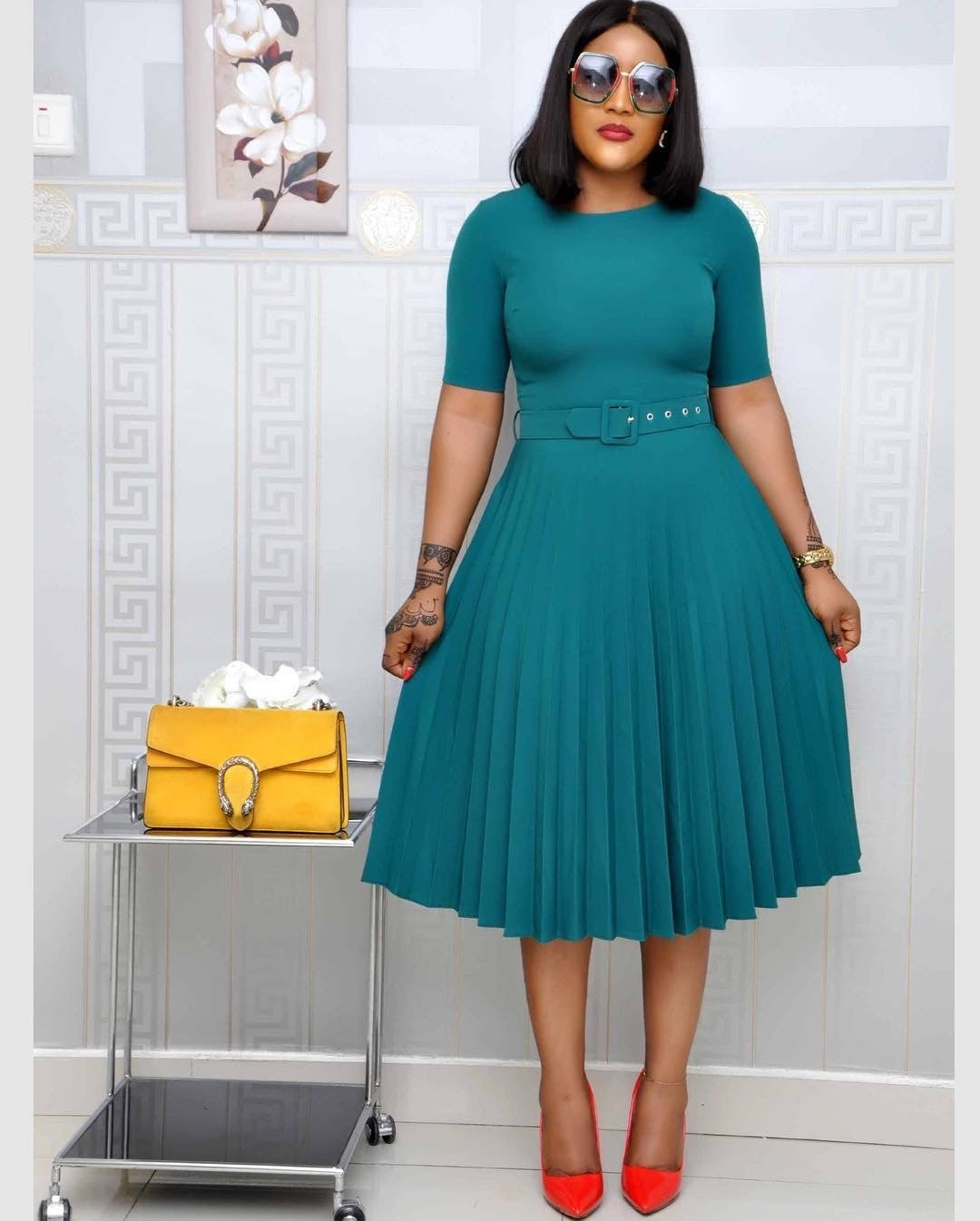 Calista Pleated Midi Dress
