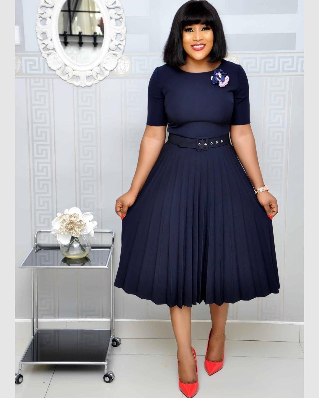 Calista Pleated Midi Dress