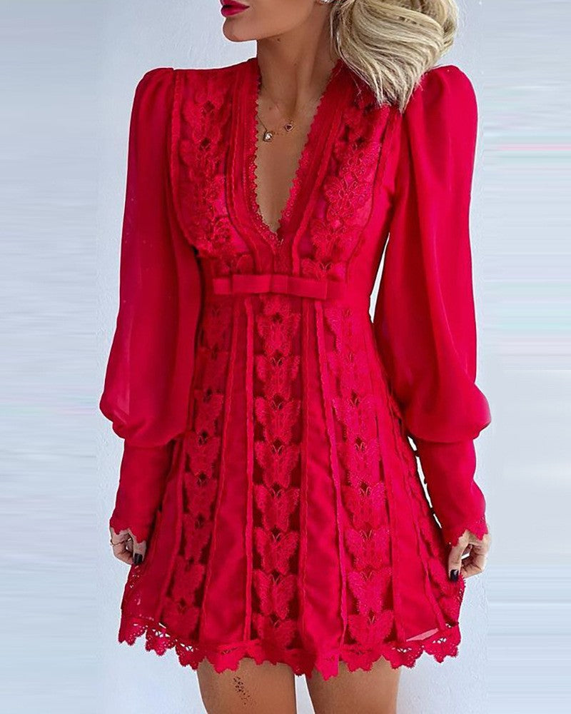 Isla Puff-Sleeve Lace Mini
