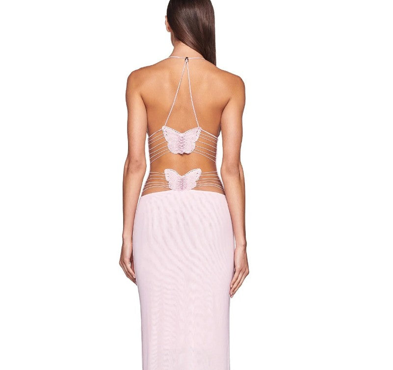 Maribel Butterfly Back Halter Dress