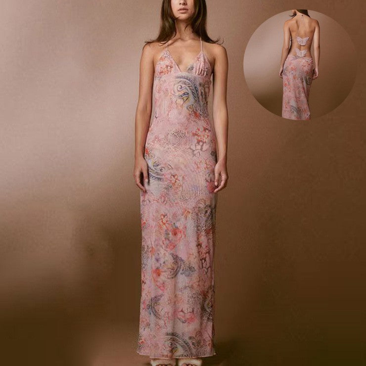 Maribel Butterfly Back Halter Dress