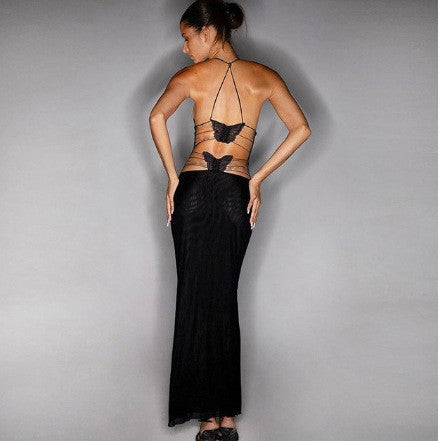 Maribel Butterfly Back Halter Dress