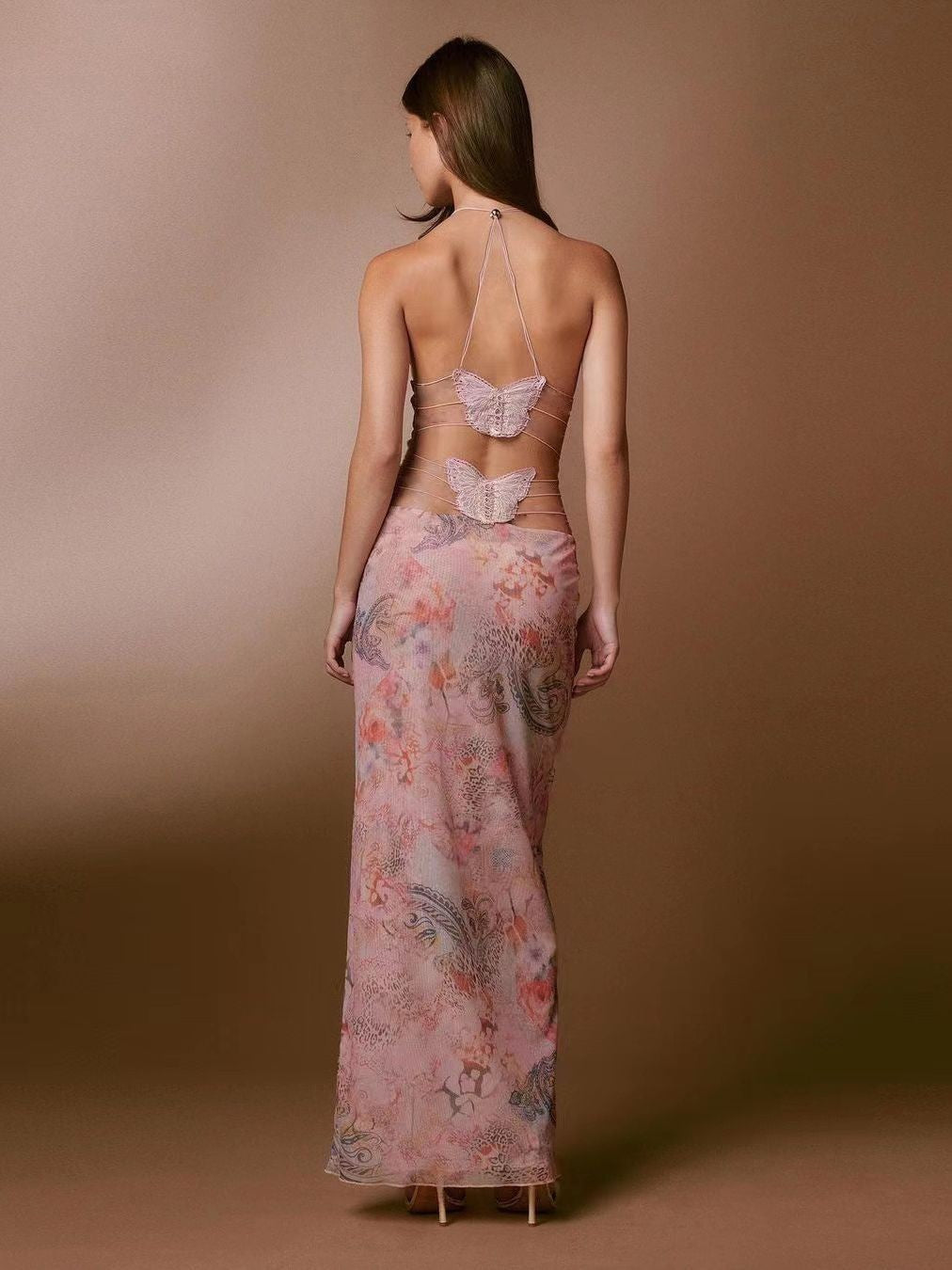 Maribel Butterfly Back Halter Dress