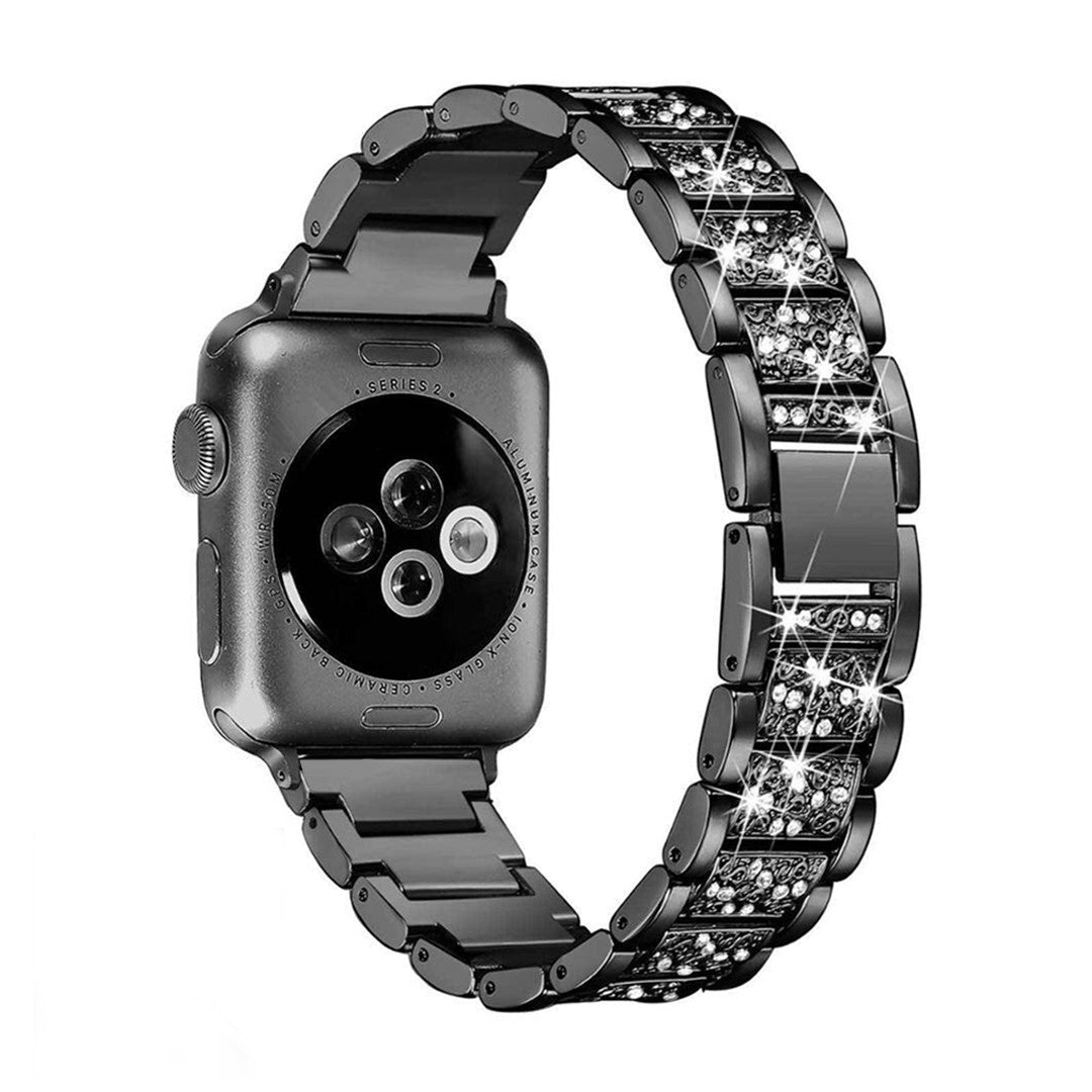 Seravina Elegant Chain Link Apple Watch Band – Stainless Steel with Cubic Zirconia