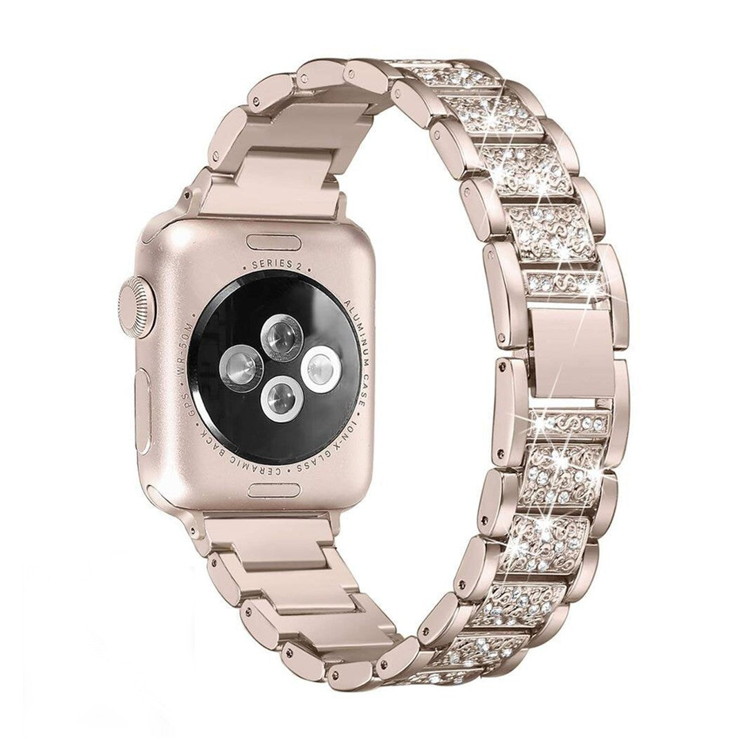 Seravina Elegant Chain Link Apple Watch Band – Stainless Steel with Cubic Zirconia