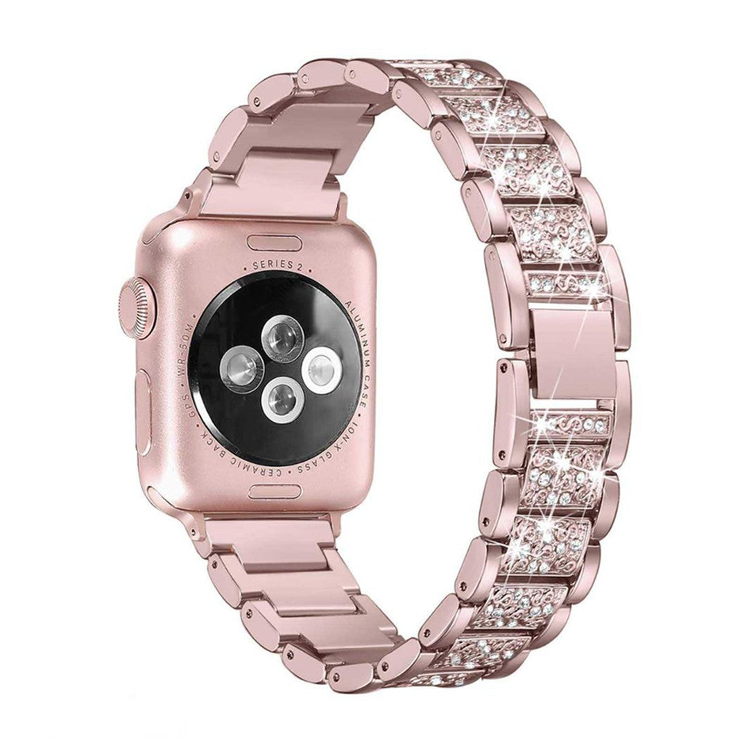 Seravina Elegant Chain Link Apple Watch Band – Stainless Steel with Cubic Zirconia