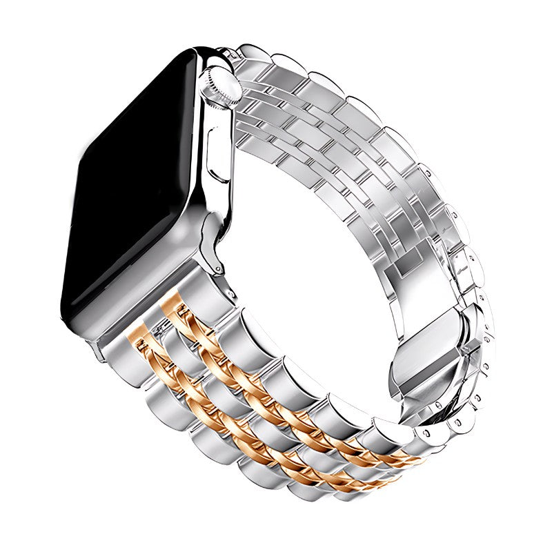 Seravine Presidential Apple Watch Band – 7-Link Stainless Steel Luxury