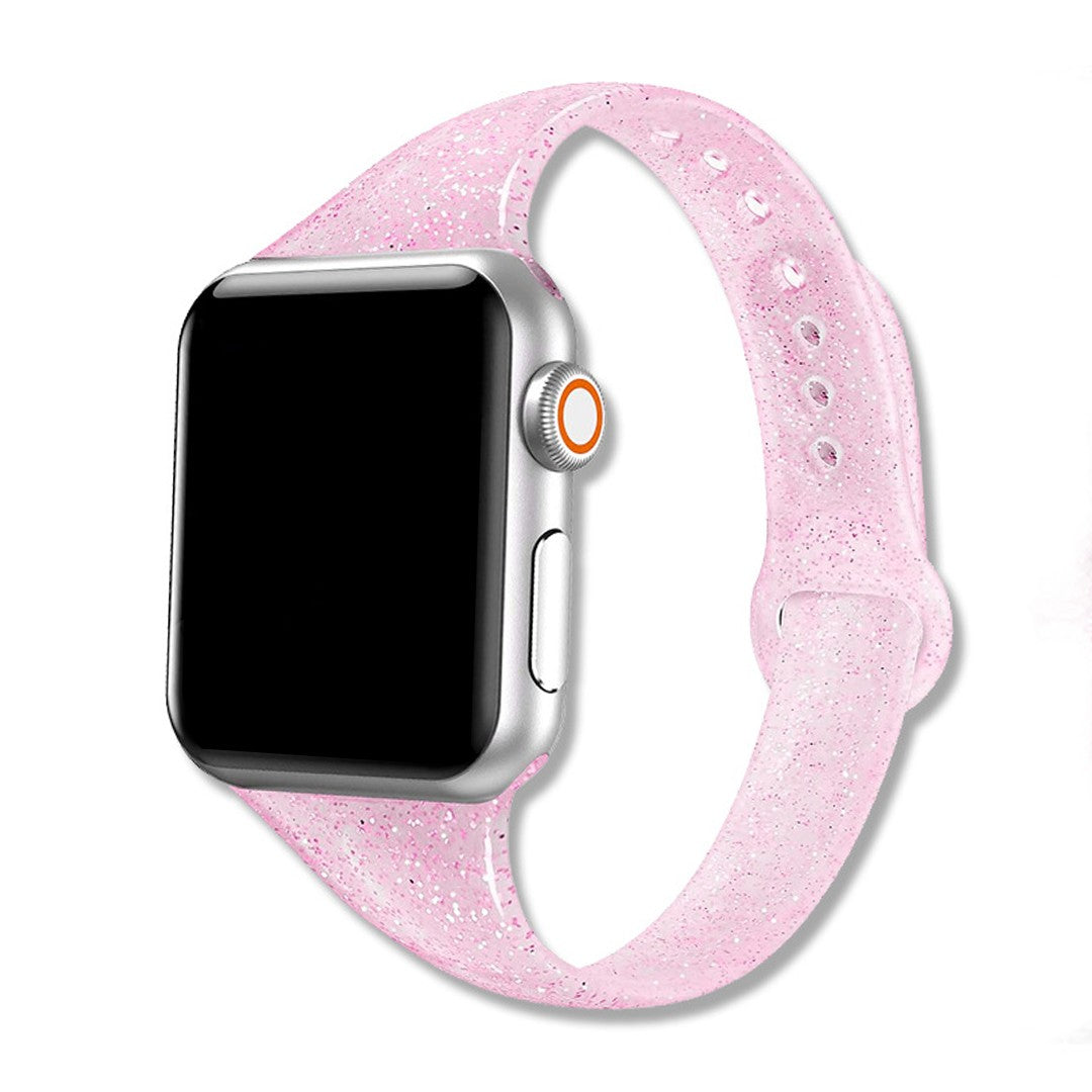 Virelia Slim Glitter Silicone Apple Watch Strap – Sparkling Translucent Design