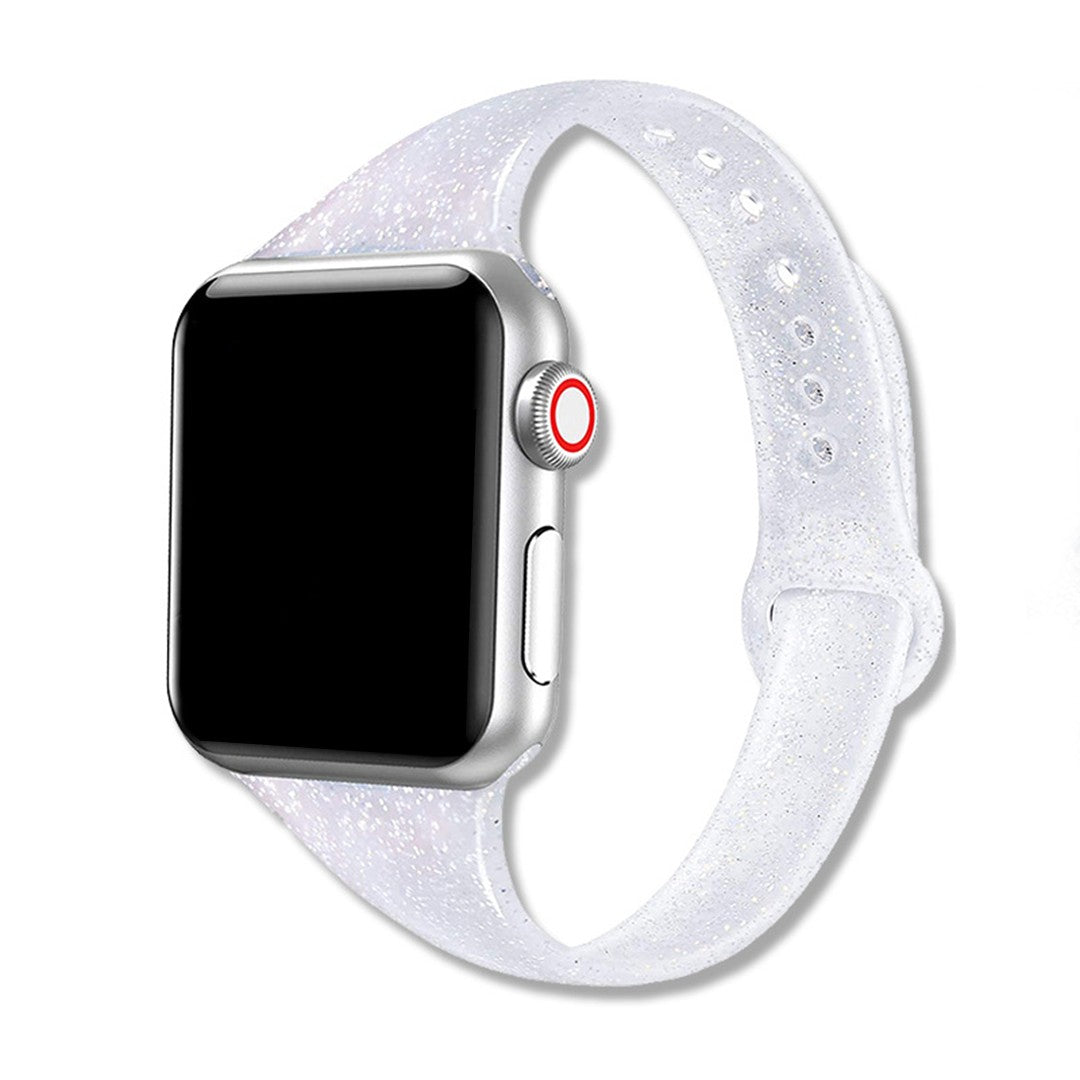 Virelia Slim Glitter Silicone Apple Watch Strap – Sparkling Translucent Design