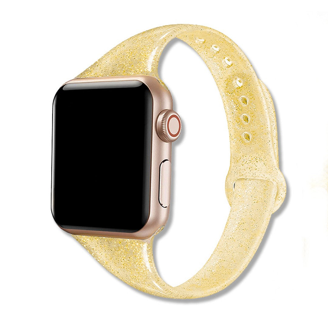 Virelia Slim Glitter Silicone Apple Watch Strap – Sparkling Translucent Design