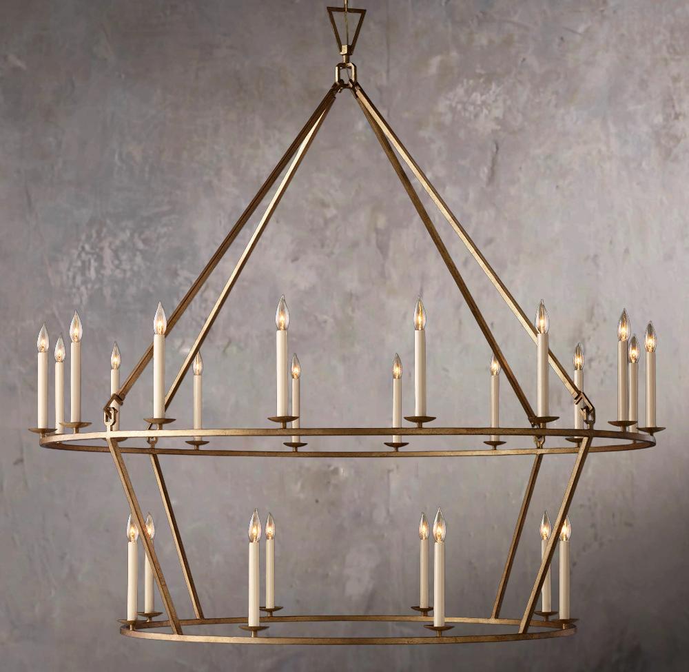 19TH C. BRITISH PIERCED DOUBLE-TIER CIRCULAR CHANDELIER 62"