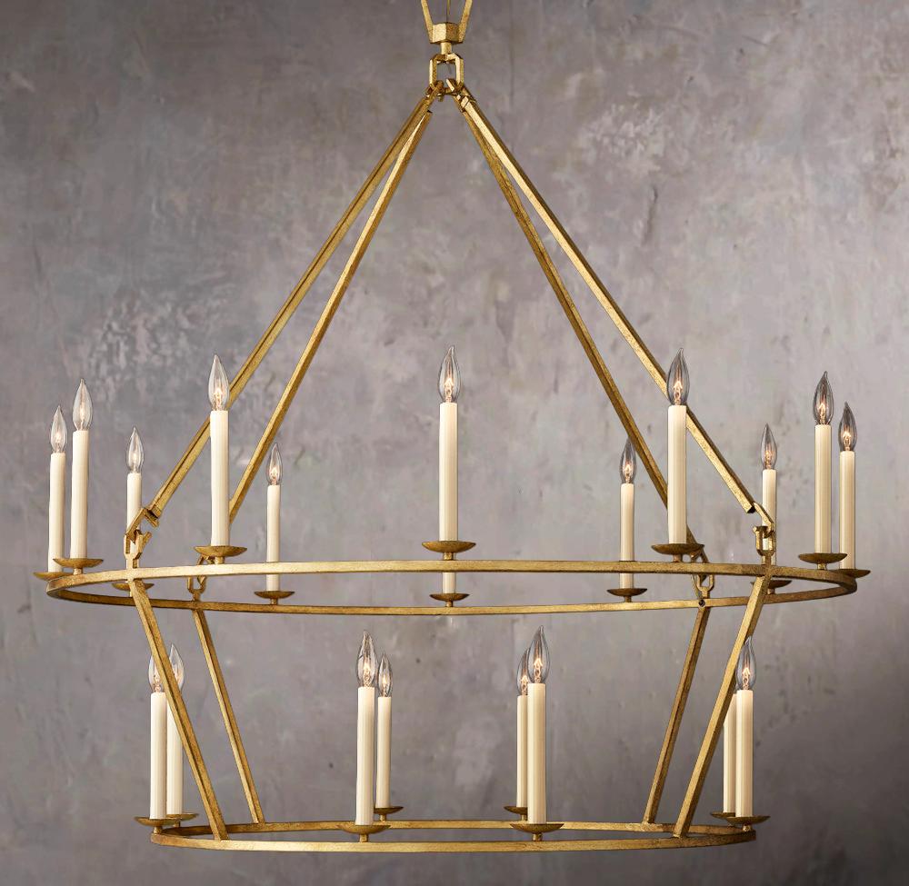 19TH C. BRITISH LATTICEWORK DOUBLE-TIER CIRCULAR CHANDELIER 50"