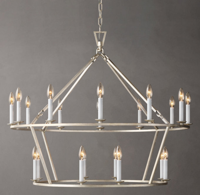 19TH C. BRITISH PIERCED DOUBLE-TIER CIRCULAR CHANDELIER 40"