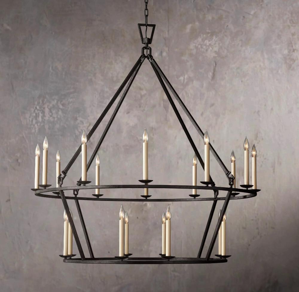 19TH C. BRITISH LATTICEWORK DOUBLE-TIER CIRCULAR CHANDELIER 50"