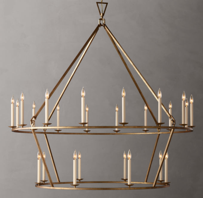 19TH C. BRITISH PIERCED DOUBLE-TIER CIRCULAR CHANDELIER 62"