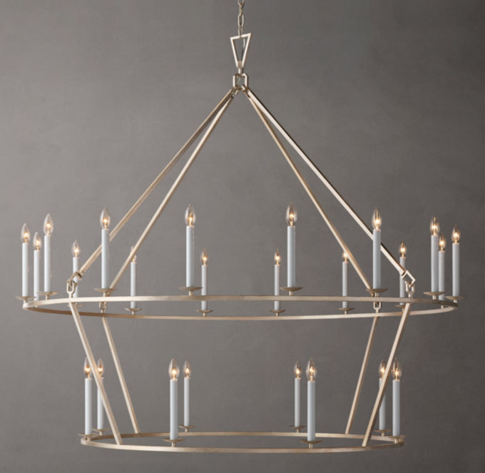 19TH C. BRITISH PIERCED DOUBLE-TIER CIRCULAR CHANDELIER 62"