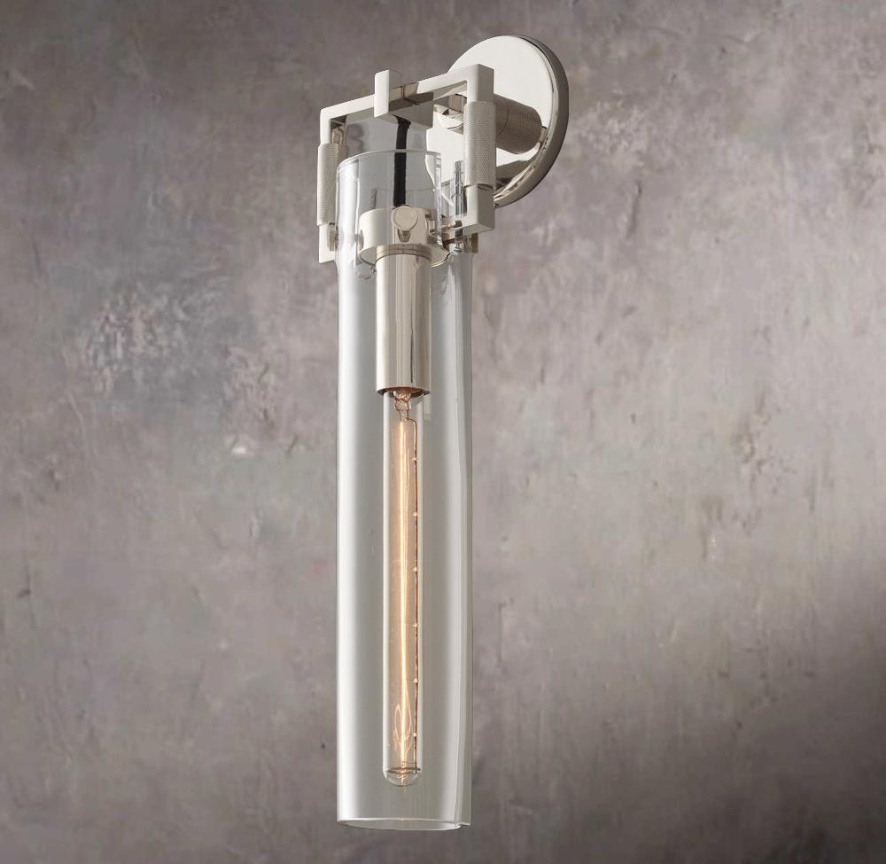 Industrial Glass Cylinder Wall Sconce 16"