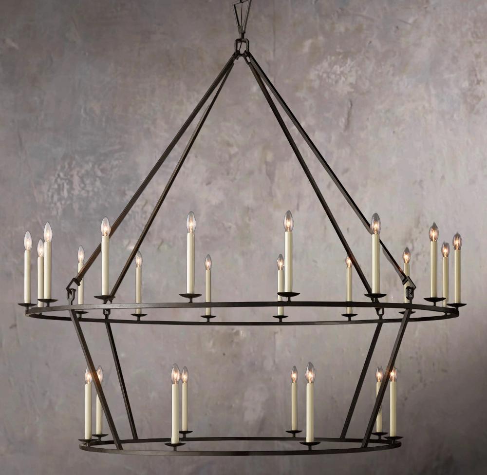 19TH C. BRITISH PIERCED DOUBLE-TIER CIRCULAR CHANDELIER 62"