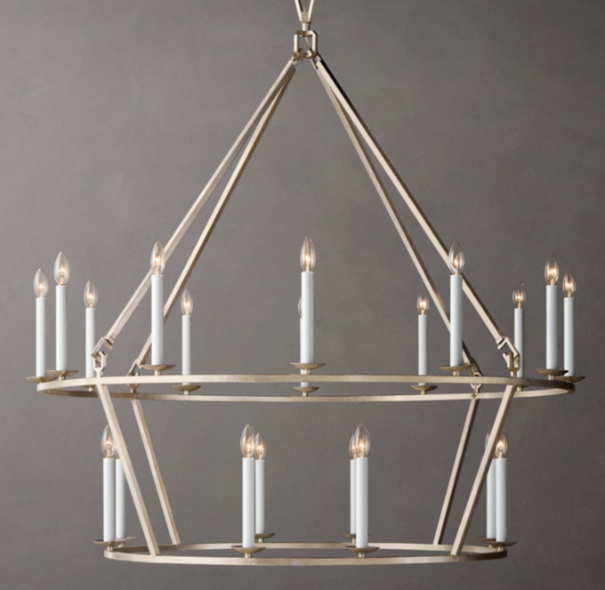 19TH C. BRITISH LATTICEWORK DOUBLE-TIER CIRCULAR CHANDELIER 50"