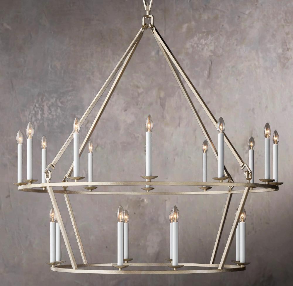 19TH C. BRITISH LATTICEWORK DOUBLE-TIER CIRCULAR CHANDELIER 50"