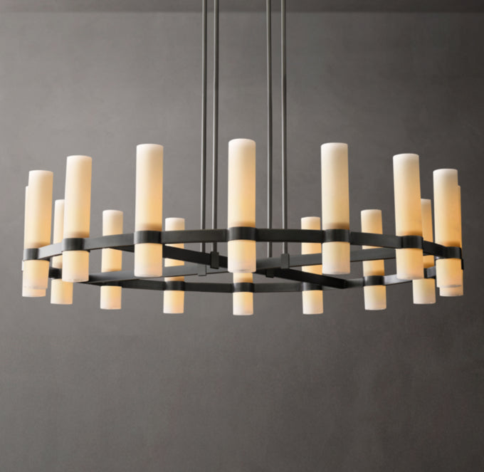 Ravelle Circular Opal Glass Suspended Pendant Light 48"