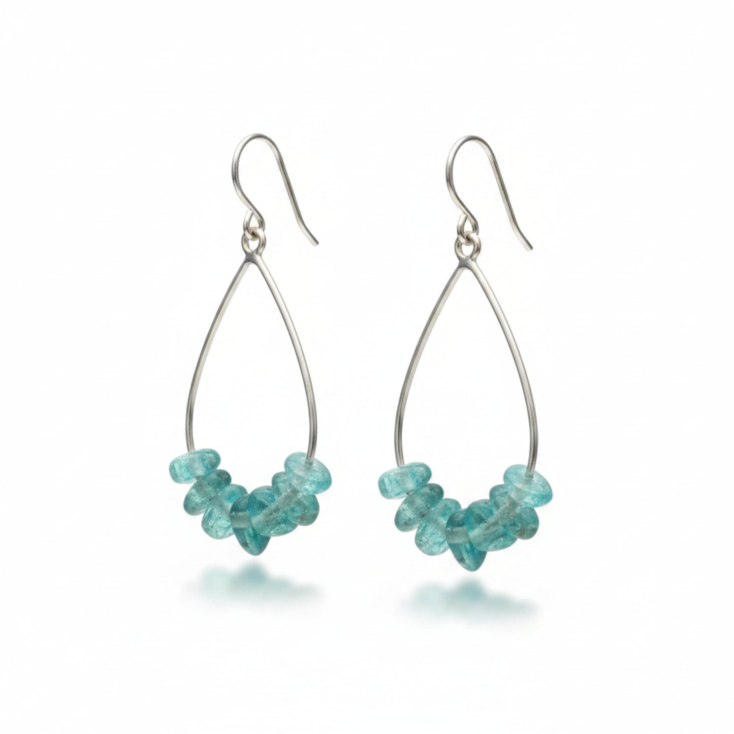 Teal Blue Apatite Teardrop Earrings - Handmade Sterling Silver or Brass Jewelry