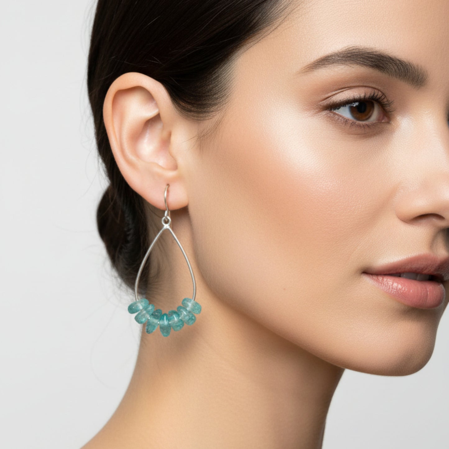 Teal Blue Apatite Teardrop Earrings - Handmade Sterling Silver or Brass Jewelry