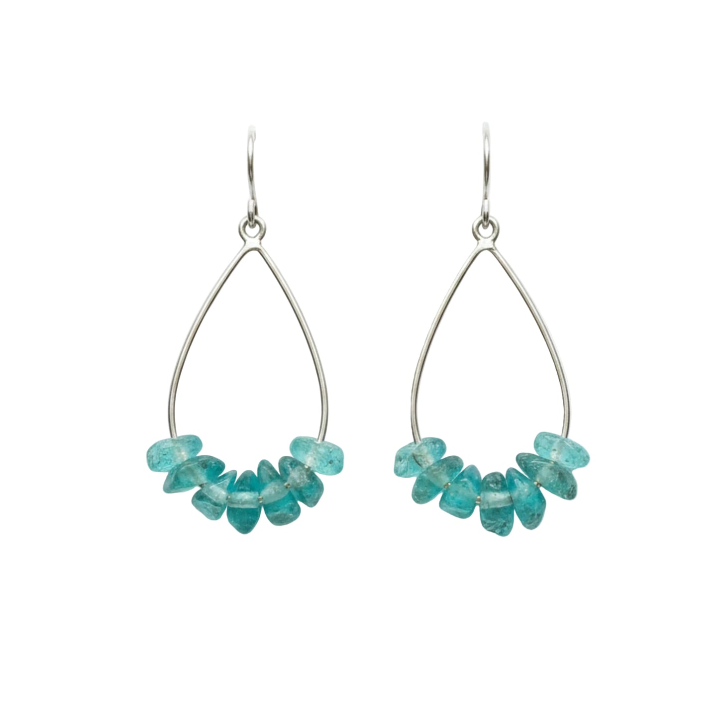 Teal Blue Apatite Teardrop Earrings - Handmade Sterling Silver or Brass Jewelry