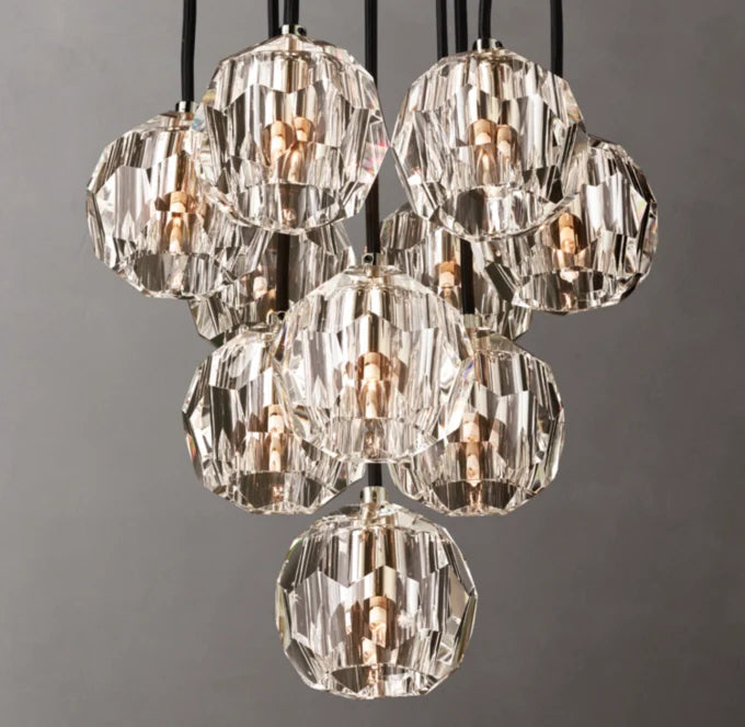 Clear Glass Globe Sphere Pendant Lamp 14" Multi-Light Cluster Chandelier