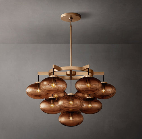 Amber Glass Globe Round Chandelier