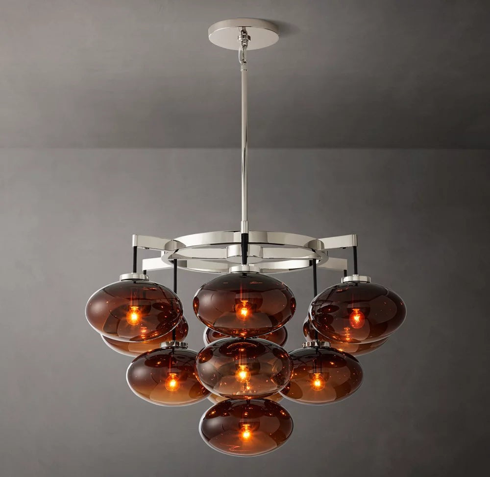 Amber Glass Globe Round Chandelier