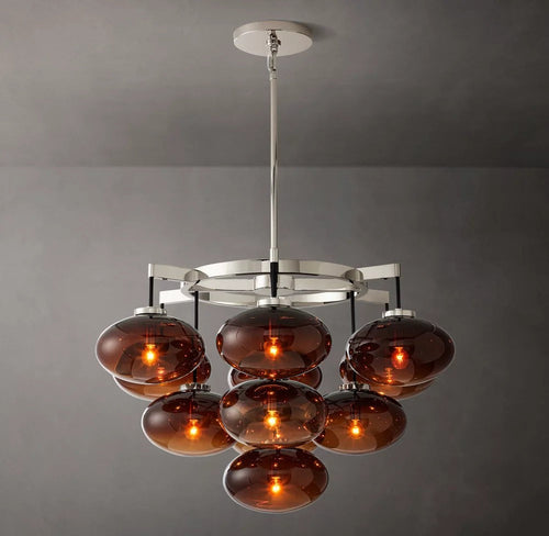 Amber Glass Globe Round Chandelier