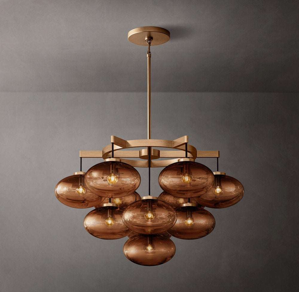 Amber Glass Globe Round Chandelier