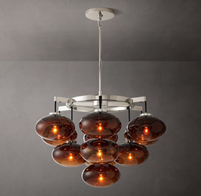 Amber Glass Globe Round Chandelier