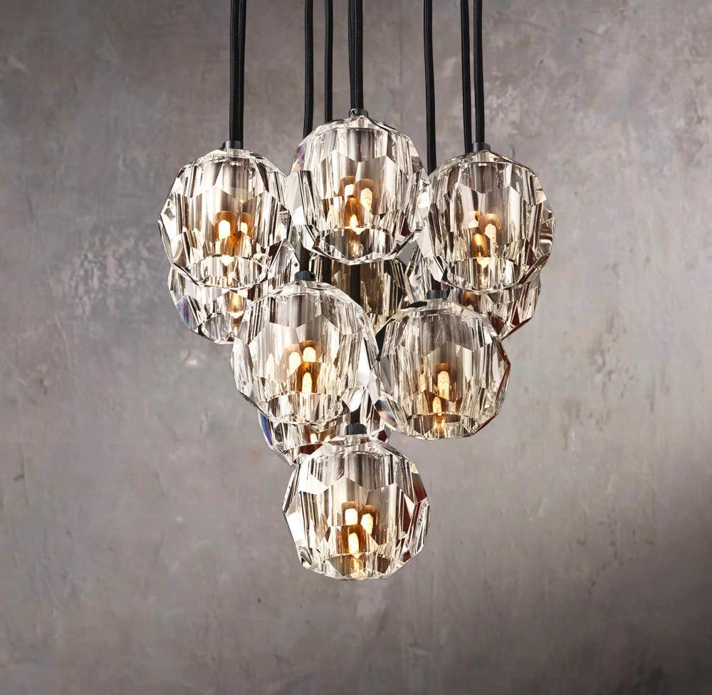 Clear Glass Globe Sphere Pendant Lamp 14" Multi-Light Cluster Chandelier