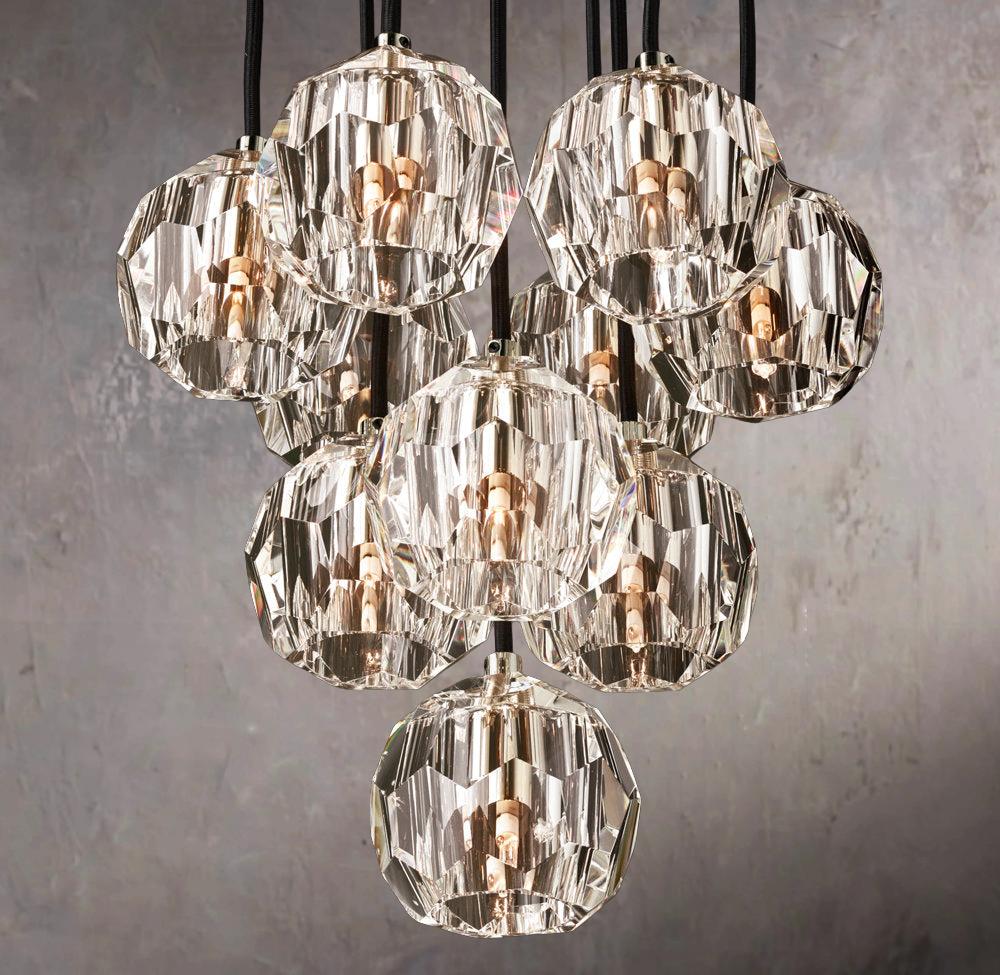 Clear Glass Globe Sphere Pendant Lamp 14" Multi-Light Cluster Chandelier
