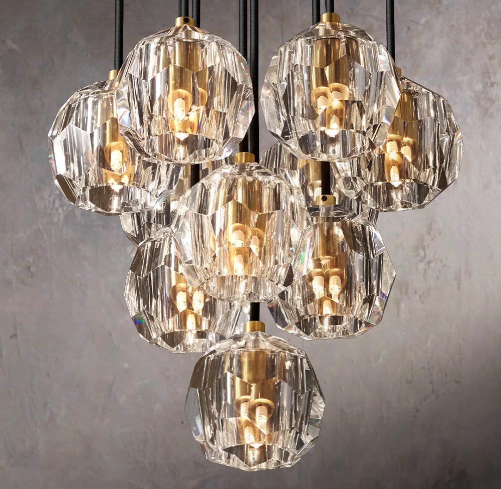 Clear Glass Globe Sphere Pendant Lamp 14" Multi-Light Cluster Chandelier