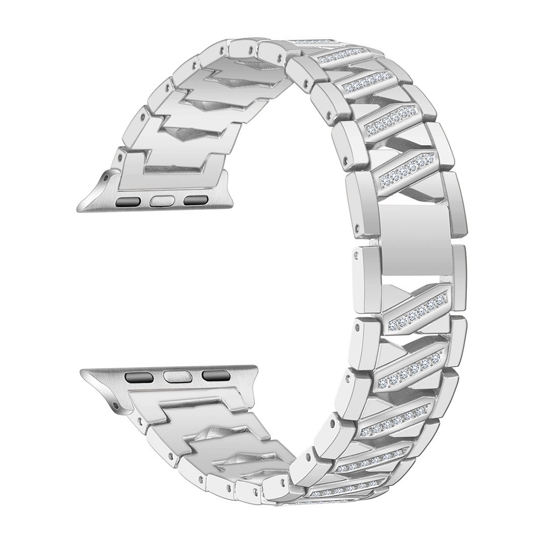 Calivra Precious Chain Link Apple Watch Strap – Steel with Cubic Zirconia