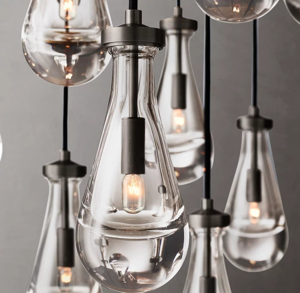Cascading Glass Raindrop Chandelier