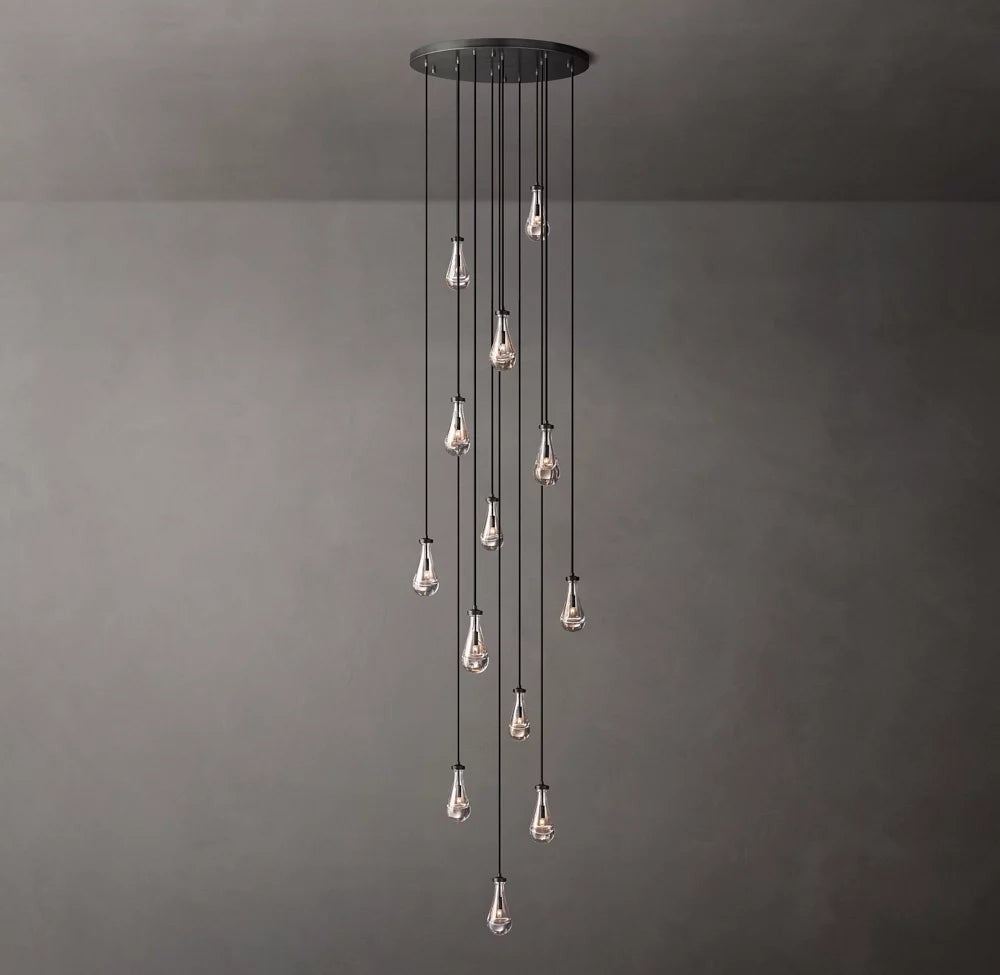 Cascading Glass Raindrop Chandelier