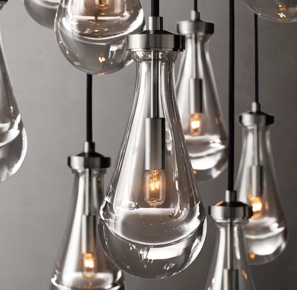 Cascading Glass Raindrop Chandelier