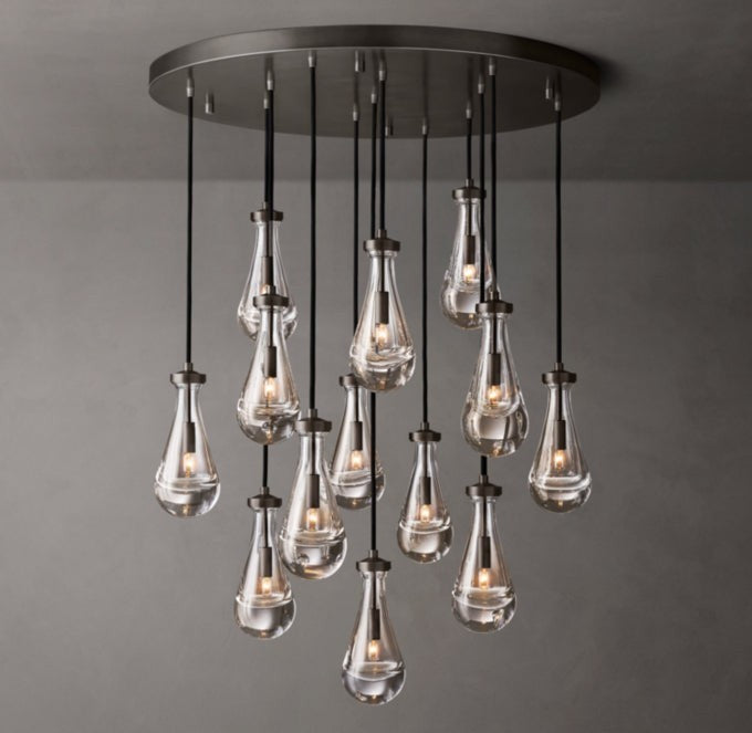 Cascading Glass Raindrop Chandelier