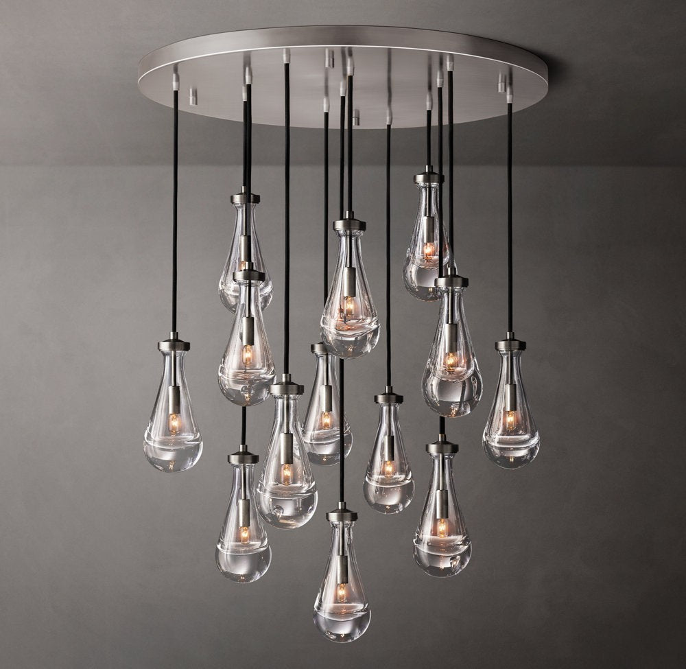 Cascading Glass Raindrop Chandelier