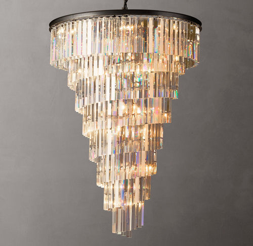 Cascading Iron Helix Chandelier