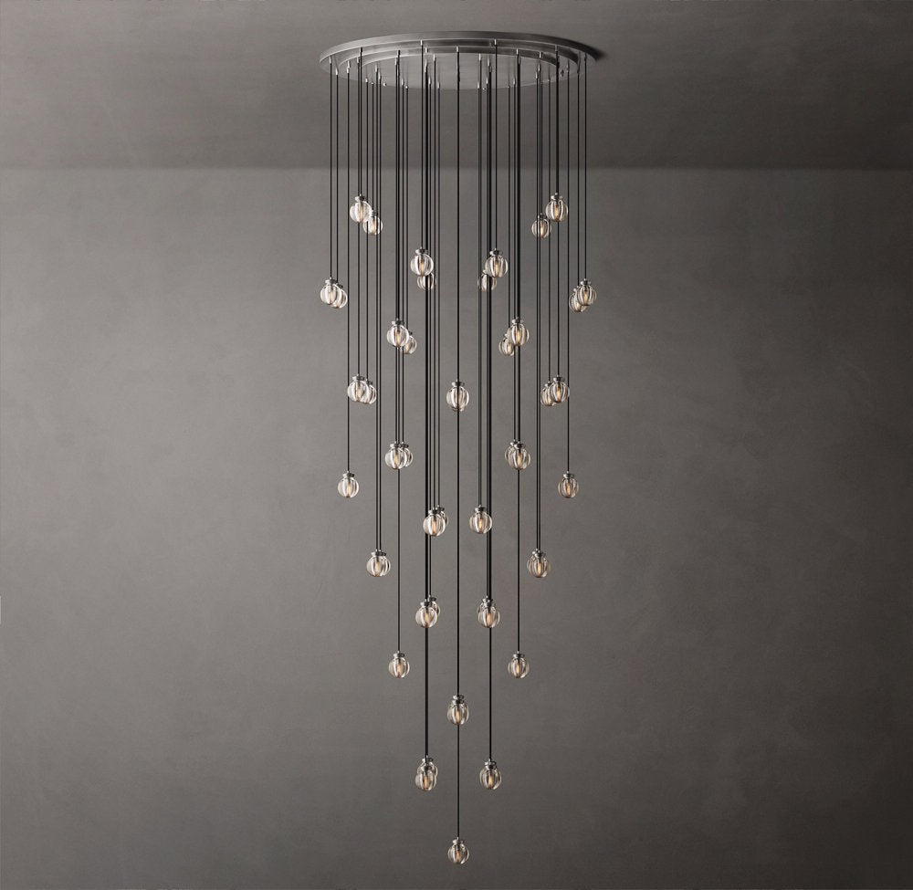 Crystal Pearl Cascade Round Chandelier