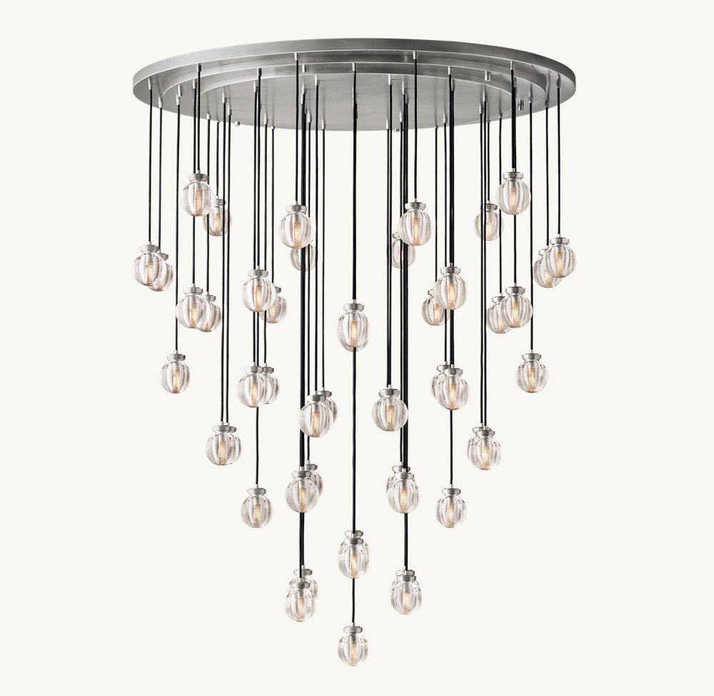 Crystal Pearl Cascade Round Chandelier