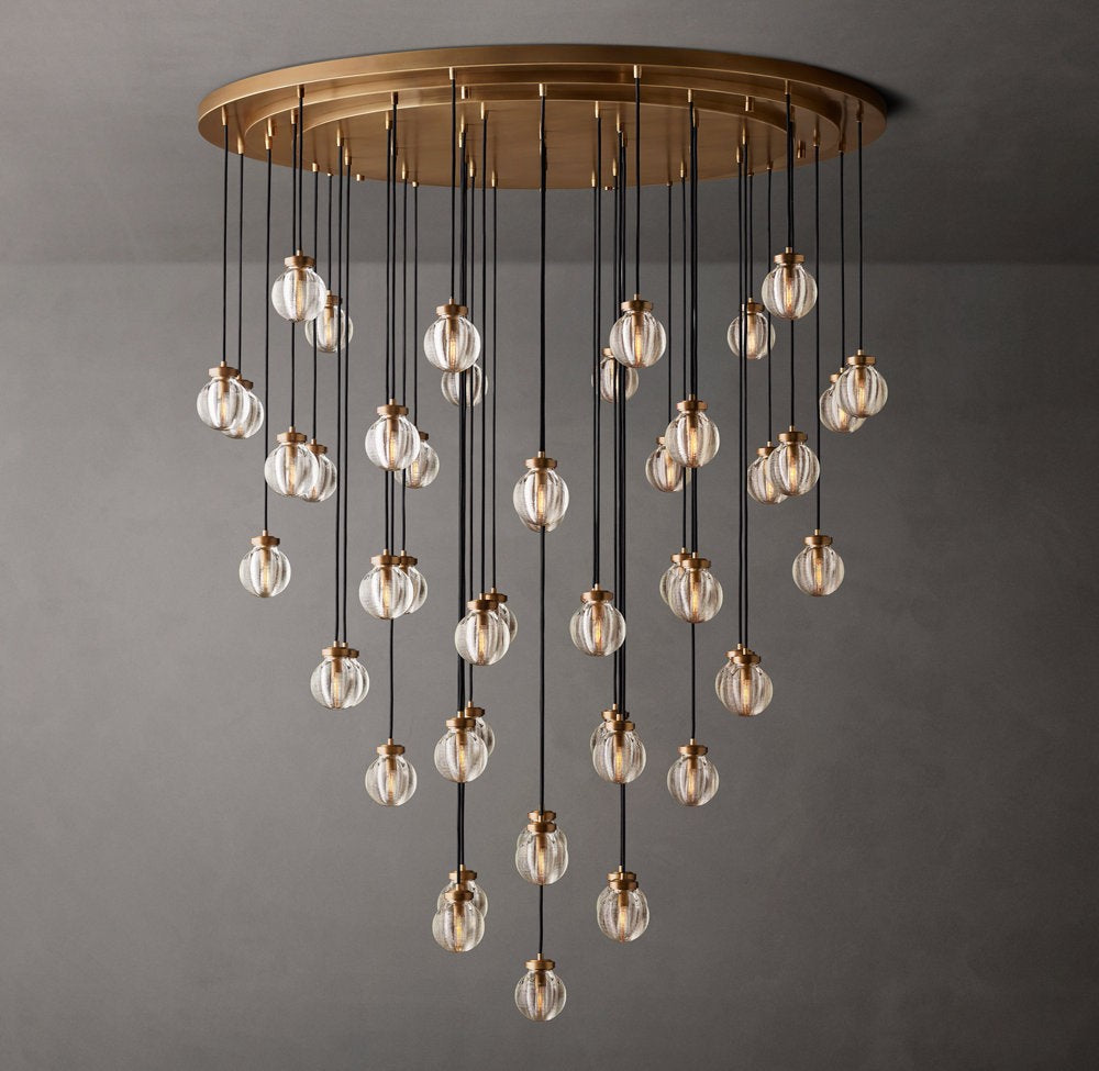 Crystal Pearl Cascade Round Chandelier