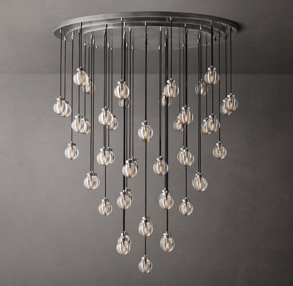 Crystal Pearl Cascade Round Chandelier