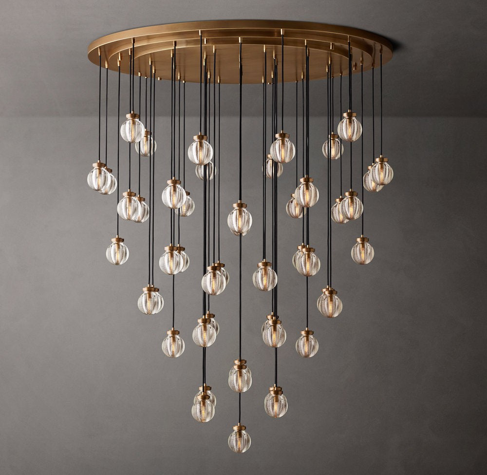 Crystal Pearl Cascade Round Chandelier